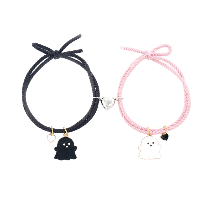 Adorable Magnetic Couple Bracelet Ghost Heart Pendant Bangle 