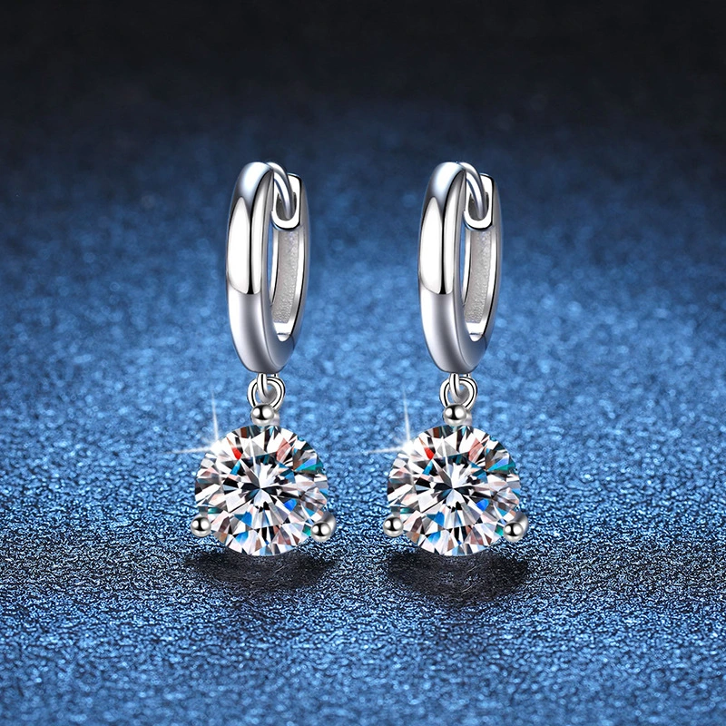 European And American S925 Sterling Silver Earrings Moissanite