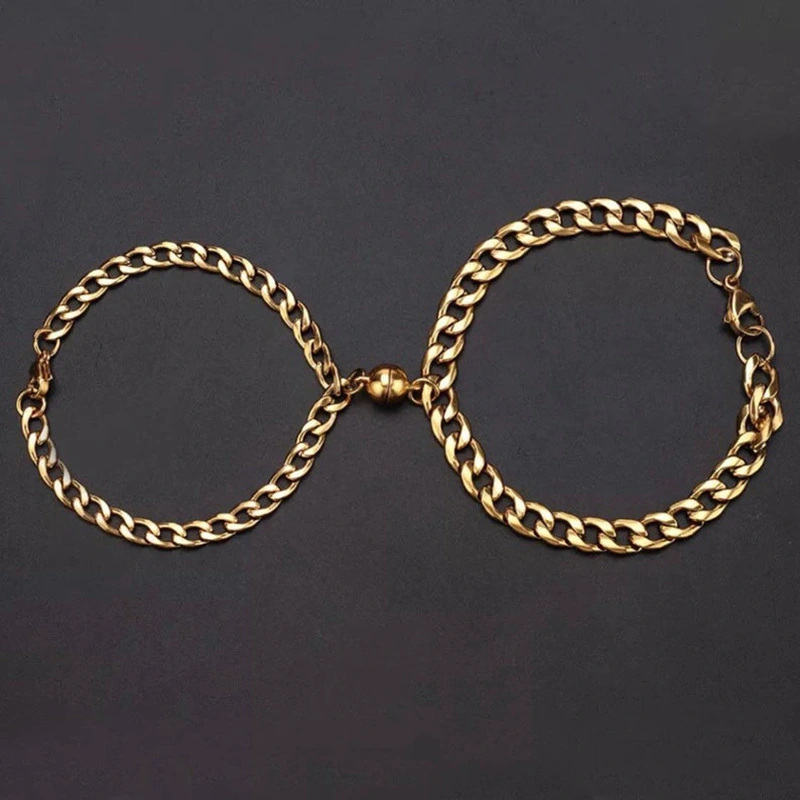 Magnetic Couple Bracelet Suit Cuban Link Chain
