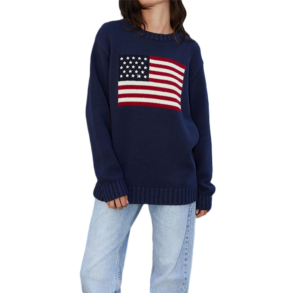 Women's Patriotic Sweater Stars Stripe Flag Long Sleeve Pullovers