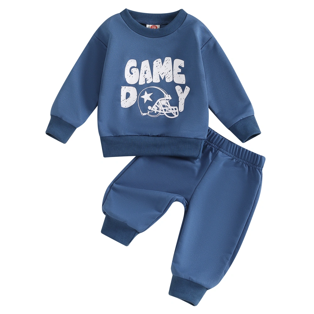 Boys Fall Outfit Long Sleeve Letter Print Sweatshirt Solid Color Pants