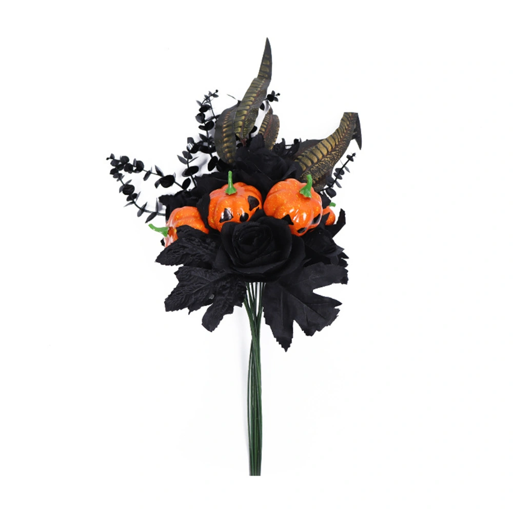 Halloween Floral Picks Roses Pumpkins Branches Faux Flower Arrangement