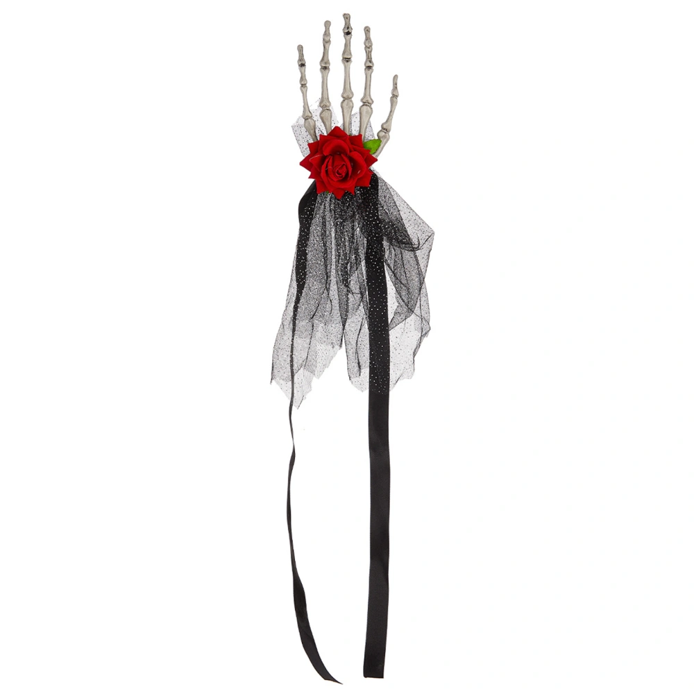 Skull Hand Hair Clip Artificial Rose Hair Accessories Flower Hairpin