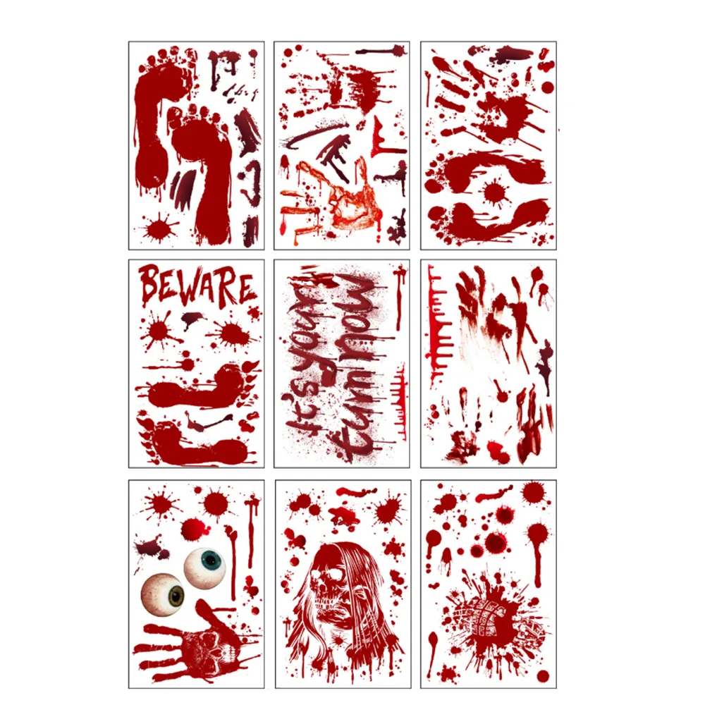 Bloody Handprint Footprint Window Stickers Halloween Decoration