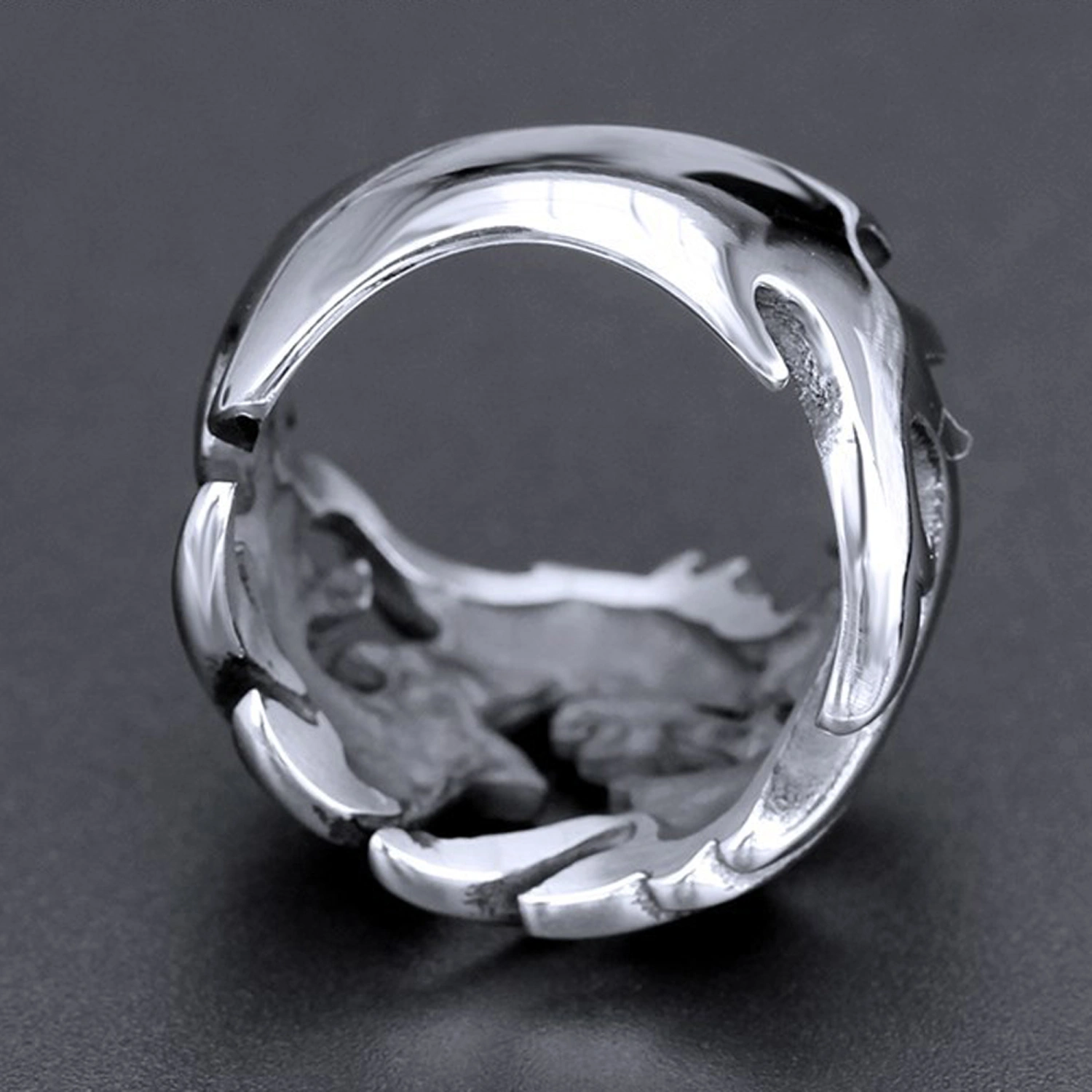 Mens Dragon Ring Punk Style Adjustable Open Band Ring Jewelry 