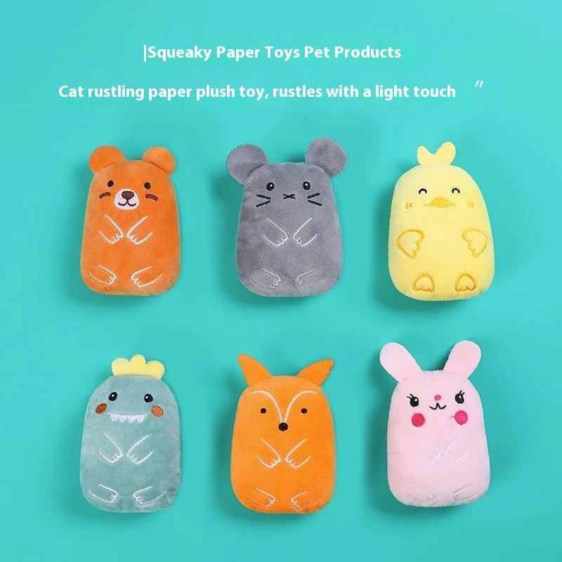 New Cat Toy Mouse Fox Cute Shape Plush Sound Toy Little Monkey Self-Hi Tooth Cleaning Molar Toy