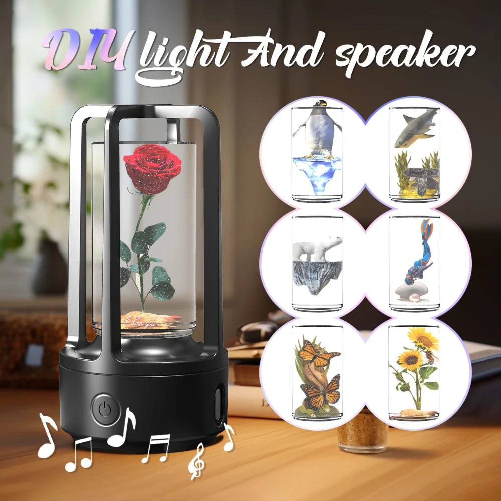 No Accessories 2 In 1 DIY Audio Crystal Light And Bluetooth-compatible Speaker Gift Touch Resin Night Light