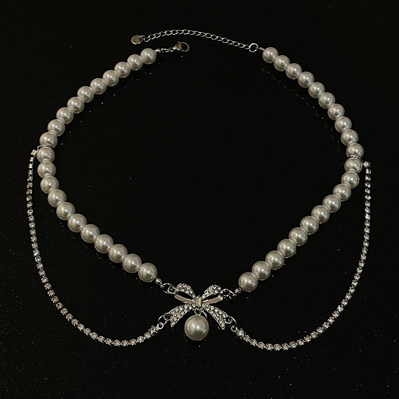 Women's Bow Stitching Pearl Necklace