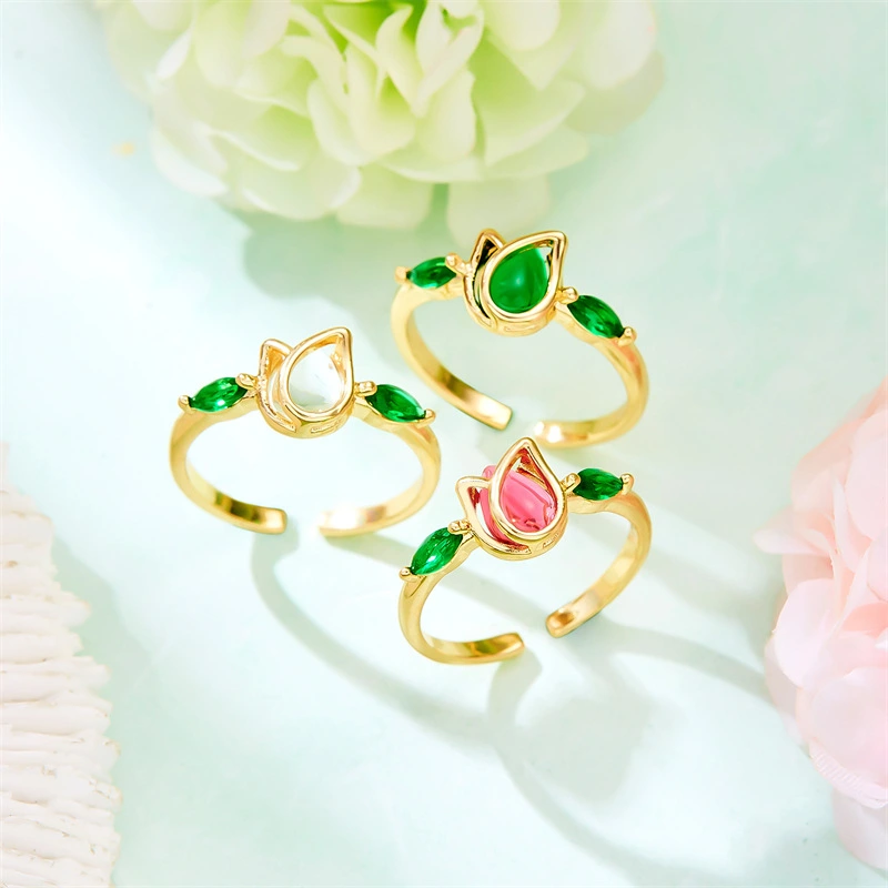 European And American Ornament Tulip Flower Ring Fashion Sweet Flower