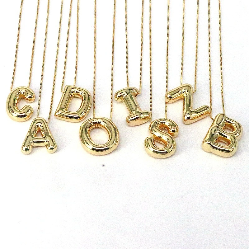 Glossy 26 Letters Copper Pendant Fashion Accessories DIY Ornament Necklace