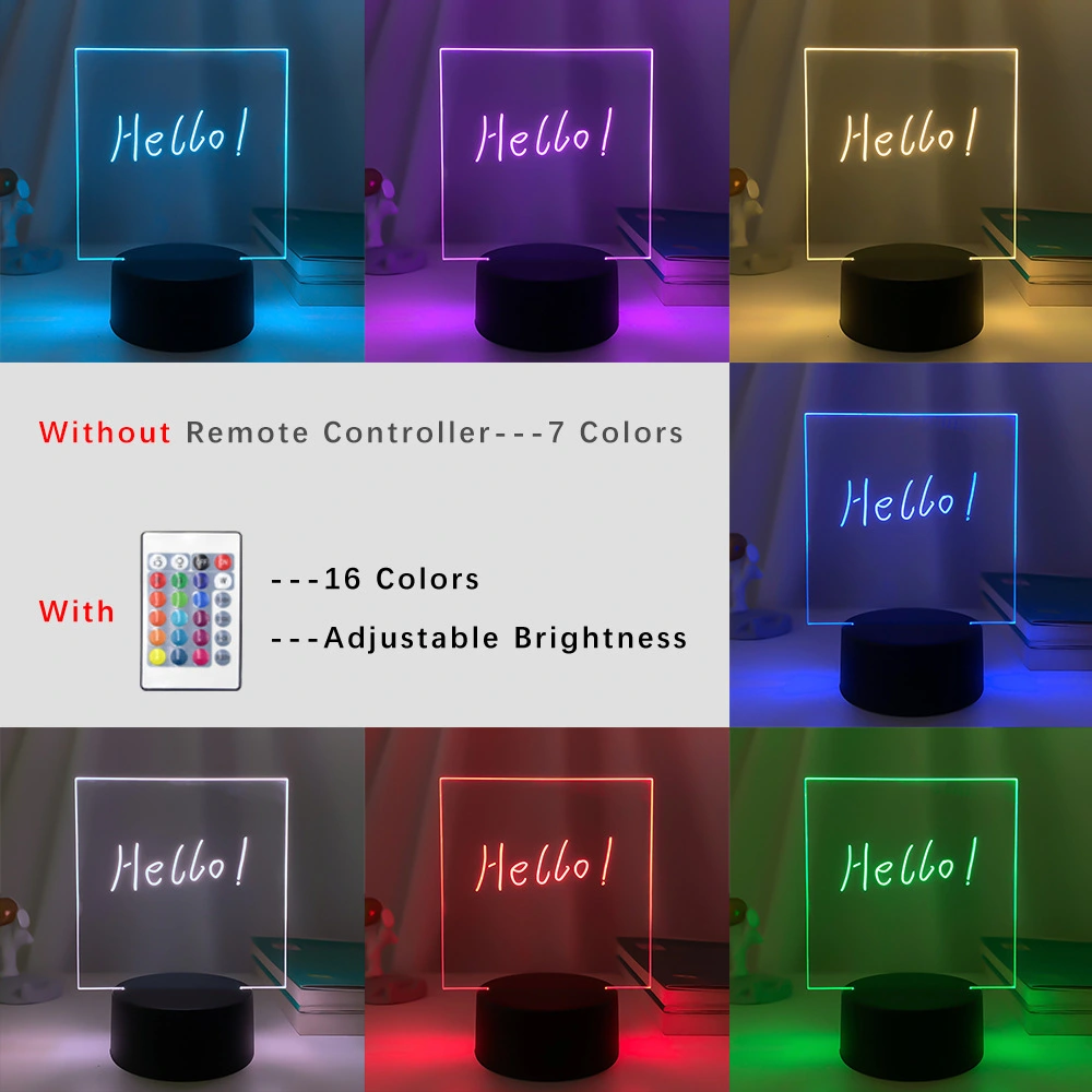 3D Small Night Decoration Transparent Message Board Memo Acrylic Lamp