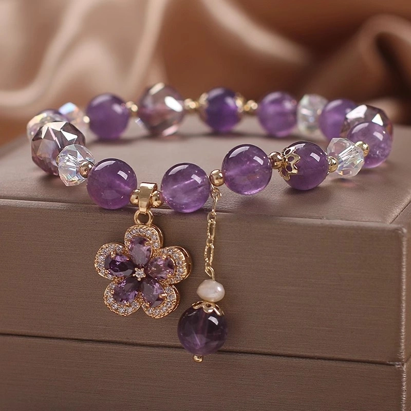 Natural Elegant Amethyst Bracelet For Women Mild Luxury Retro