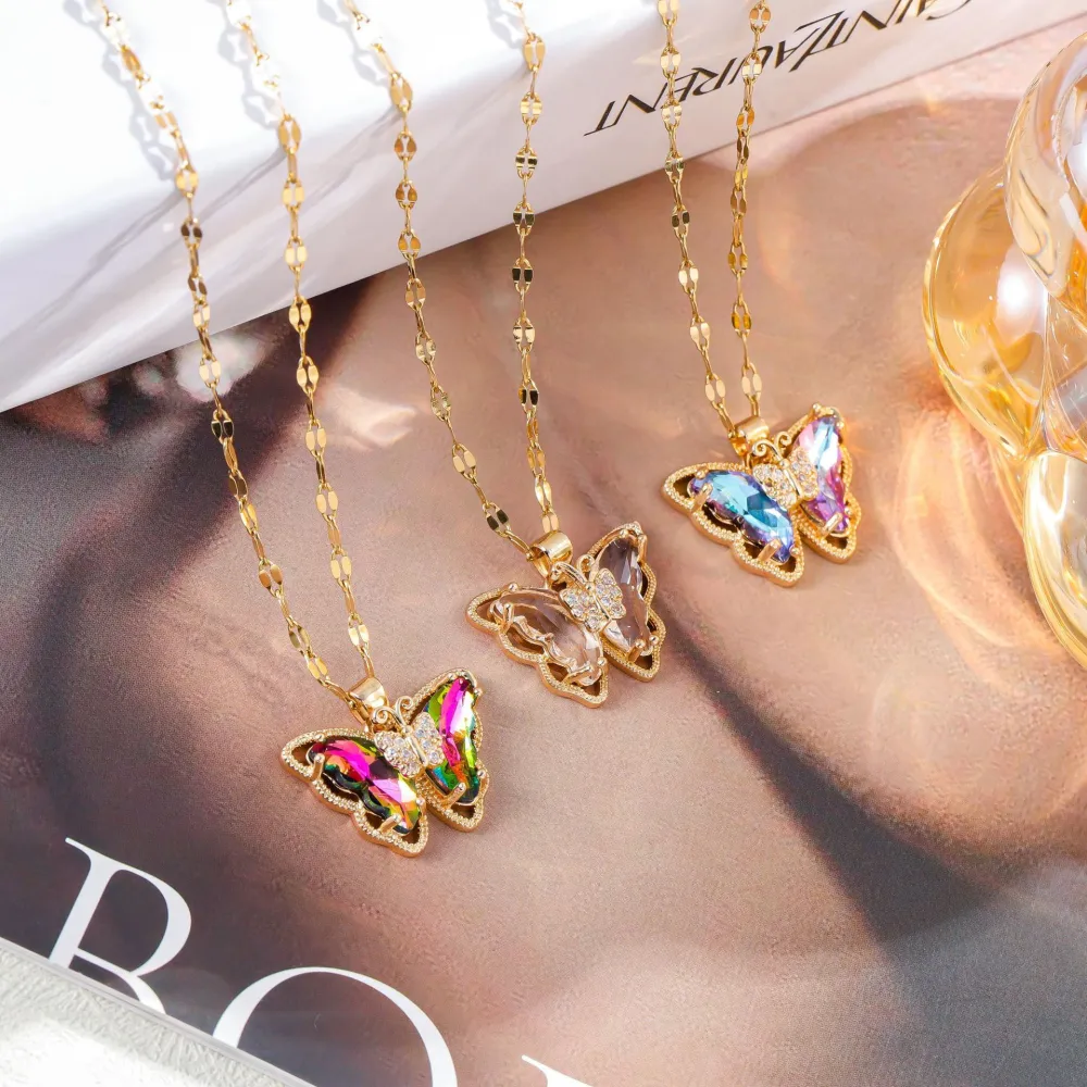 Necklace Female Micro Inlaid Zircon Butterfly Fashion Simple Clavicle Chain