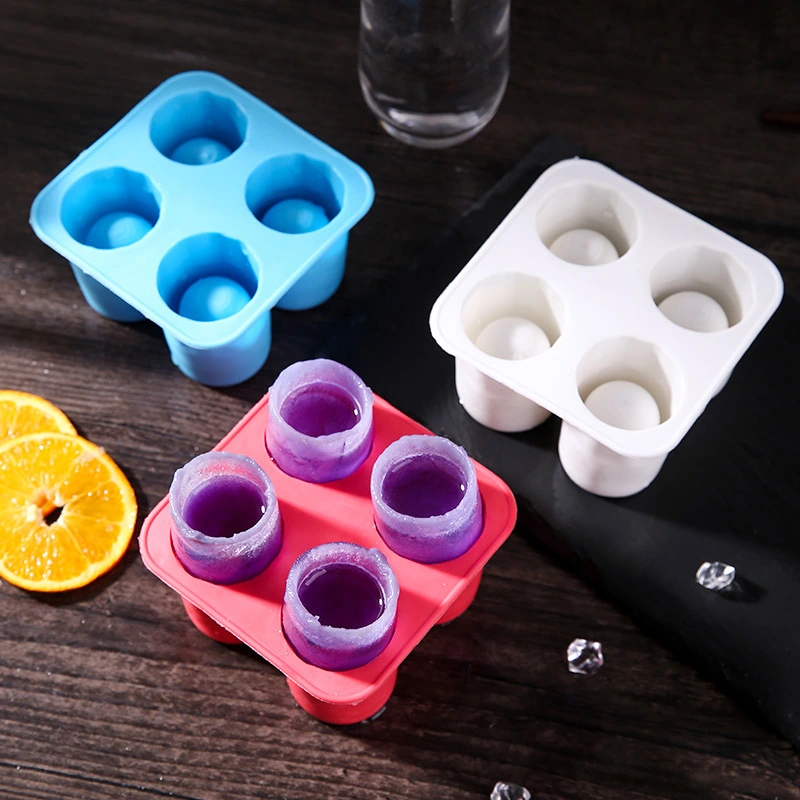 Silicone Four-hole Ice Tray DIY Quick-frozen Soft Hollow