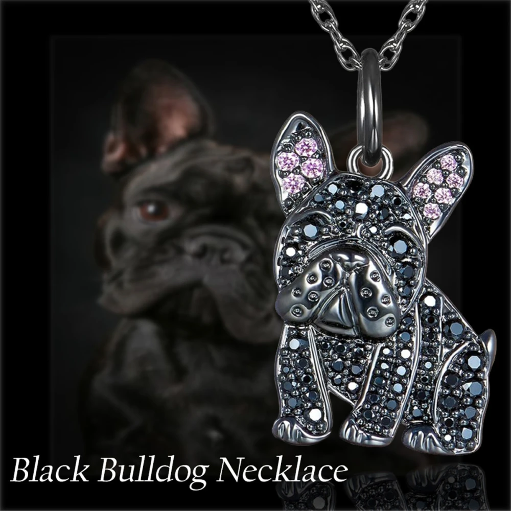 Black France Dog-shaped Pendant Necklace