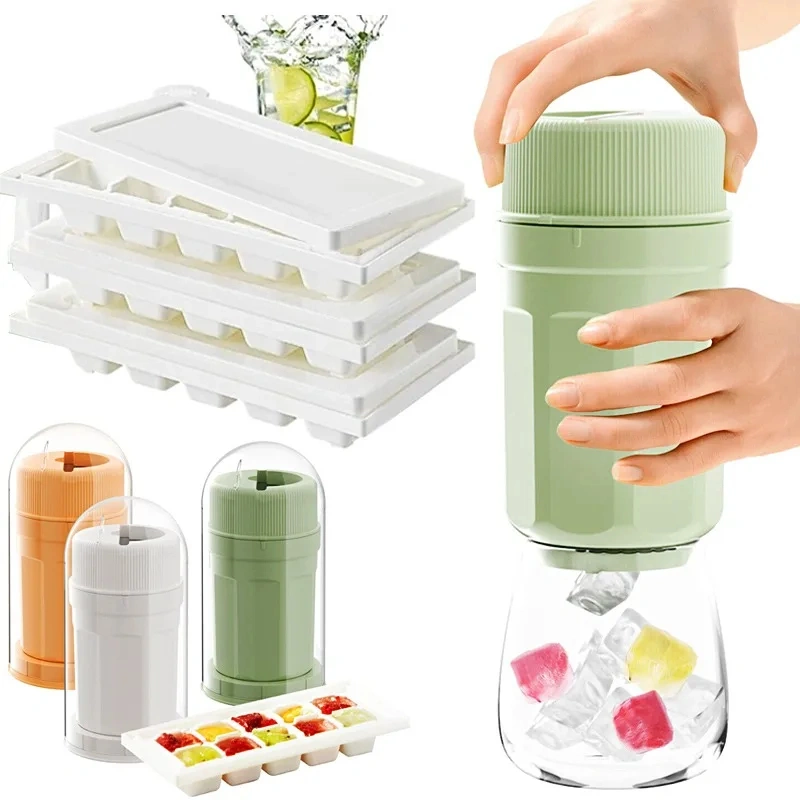 Twisting Ice Cup Rotating Release Ice Cube Trays Rotation With Cover Ice Block Mold For Freezer Home Refrigerator Storage