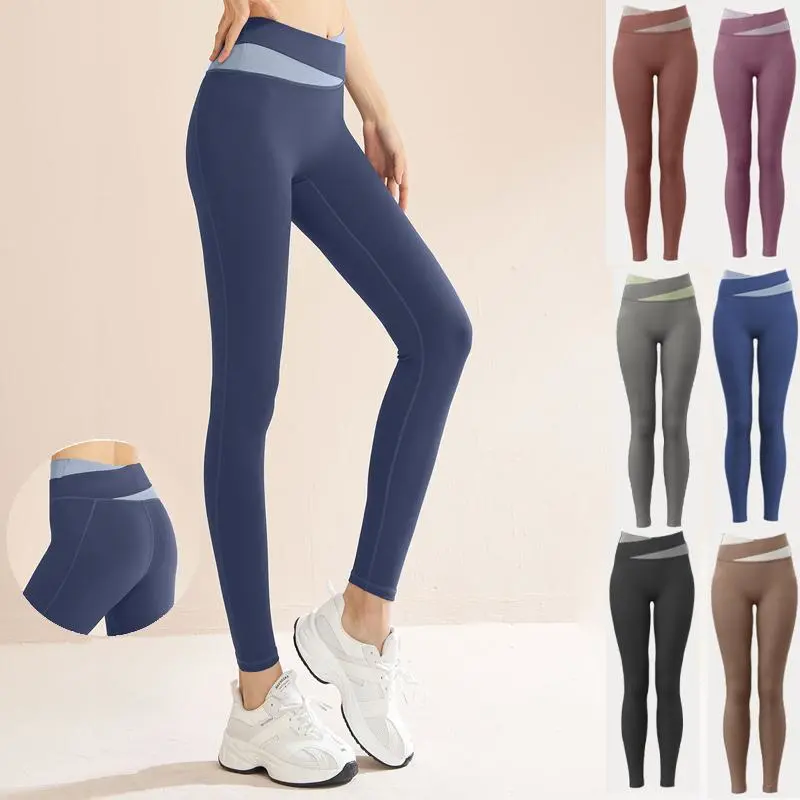 Women's Patchwork Yoga Pants, High Waist Fitness Pants, Elastic Quick-drying Running Leggings, Sports Pants, Workout, Dancing, Training, Cycling, Outdoor Leggings