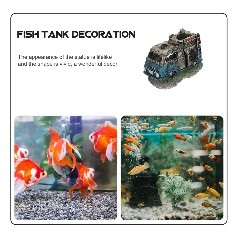 Resin Fish Tank Decor Car Shape Adornment for Aquarium Fish Hidden House