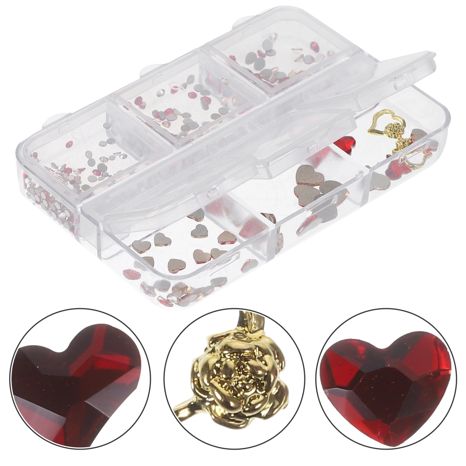 1 Box Nail Gems Decorations Women Heart Nail Charms Rhinestones Nail Charms