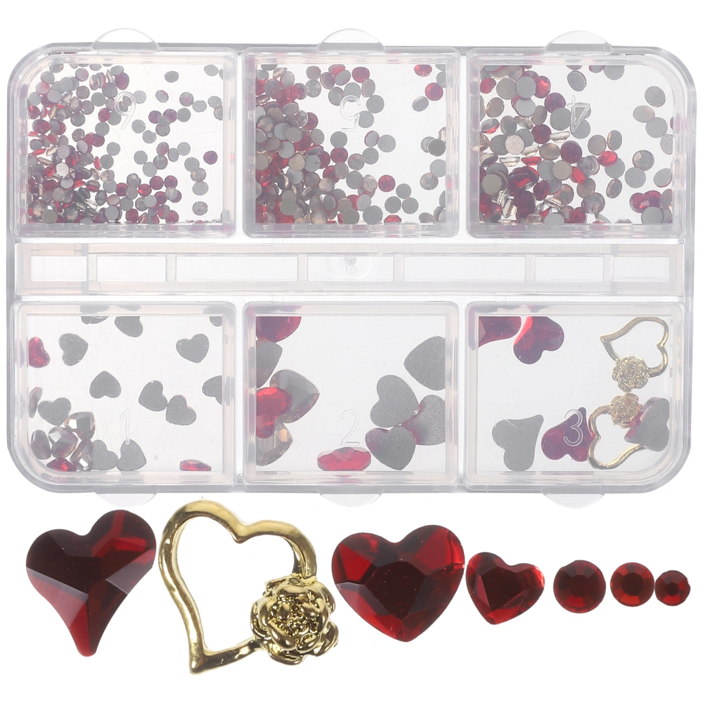 1 Box Nail Gems Decorations Women Heart Nail Charms Rhinestones Nail Charms