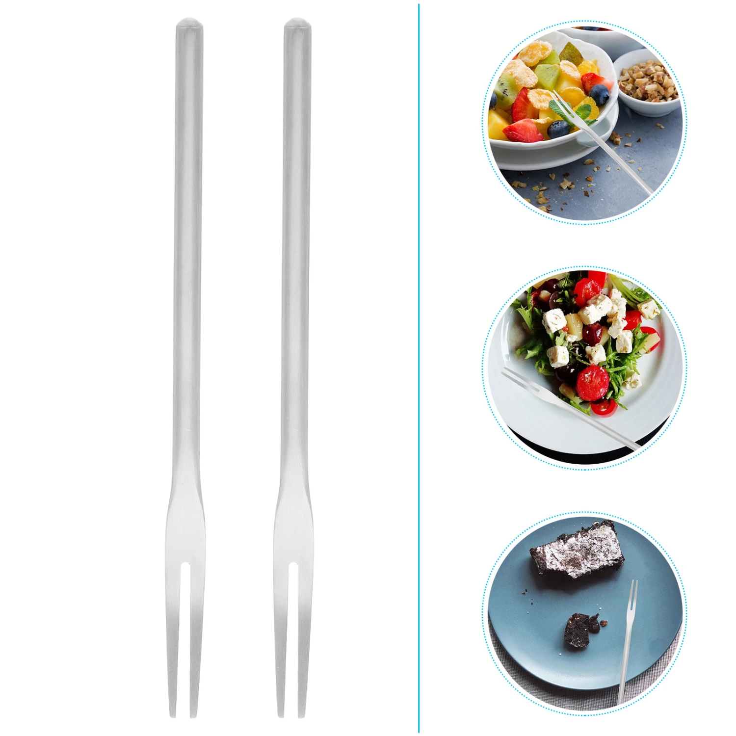 2pcs Stainless Steel Fruit Forks Fruit Pick Dessert Container Dessert Fork Cake Fork