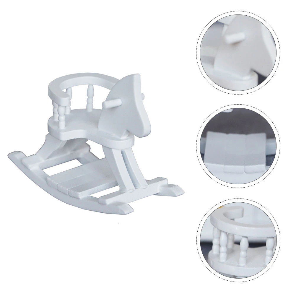 1pc Wooden Horse Model Mini Horse Model Wood Mini Hobbyhorse Decor (White)