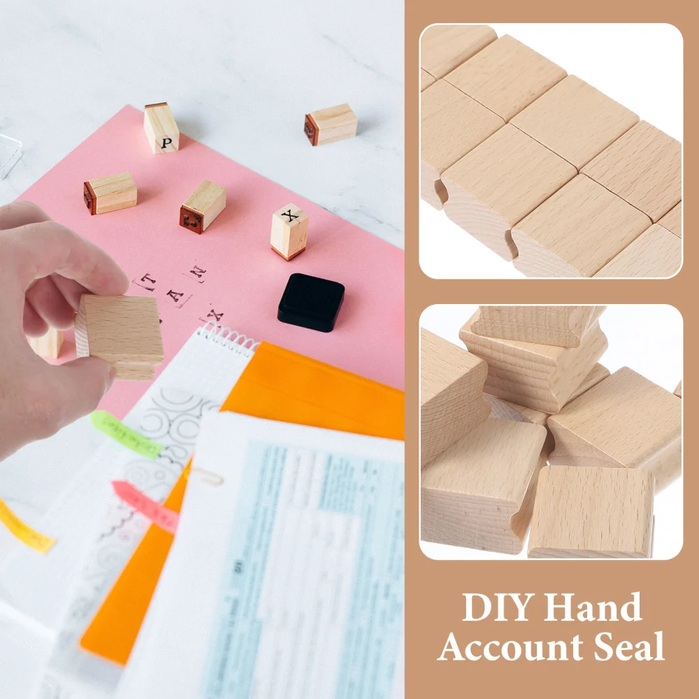 10pcs Wooden Diy Seal Scrapbook Seal Hand Account Handbook Stamper Wood Carving Supplies