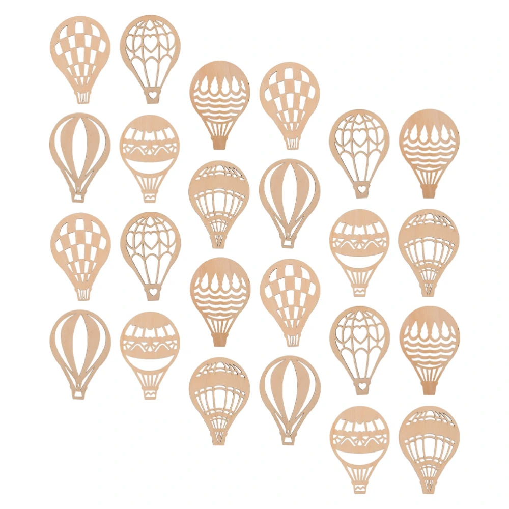 24pcs Wooden Cutouts Unfinished Wood Chips Crafts Wood Slices Unpainted Hot-air Balloon Cutouts