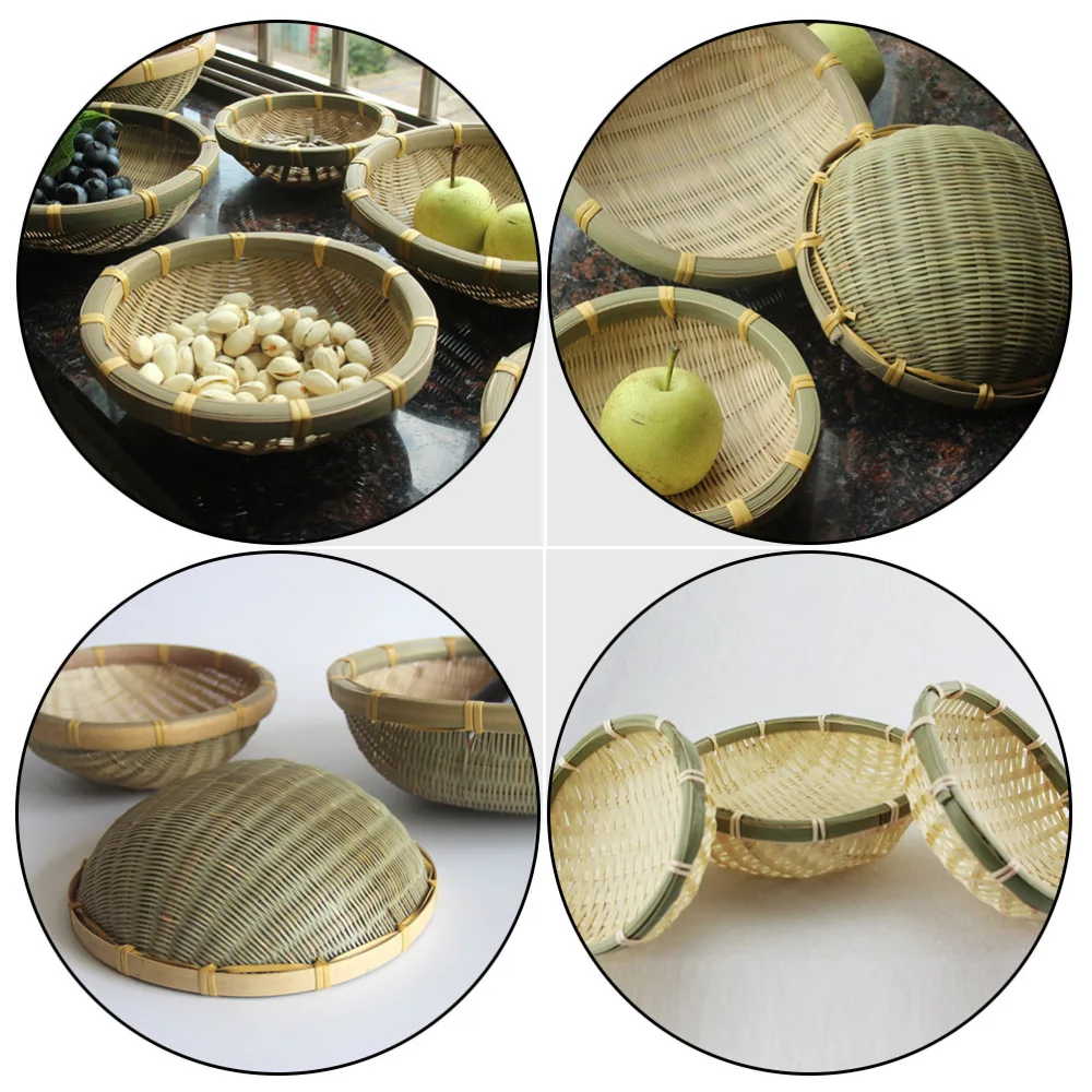 3pcs Handmade Bamboo Woven Fruit Storage Basket Dried Fruit Refreshment Baskets