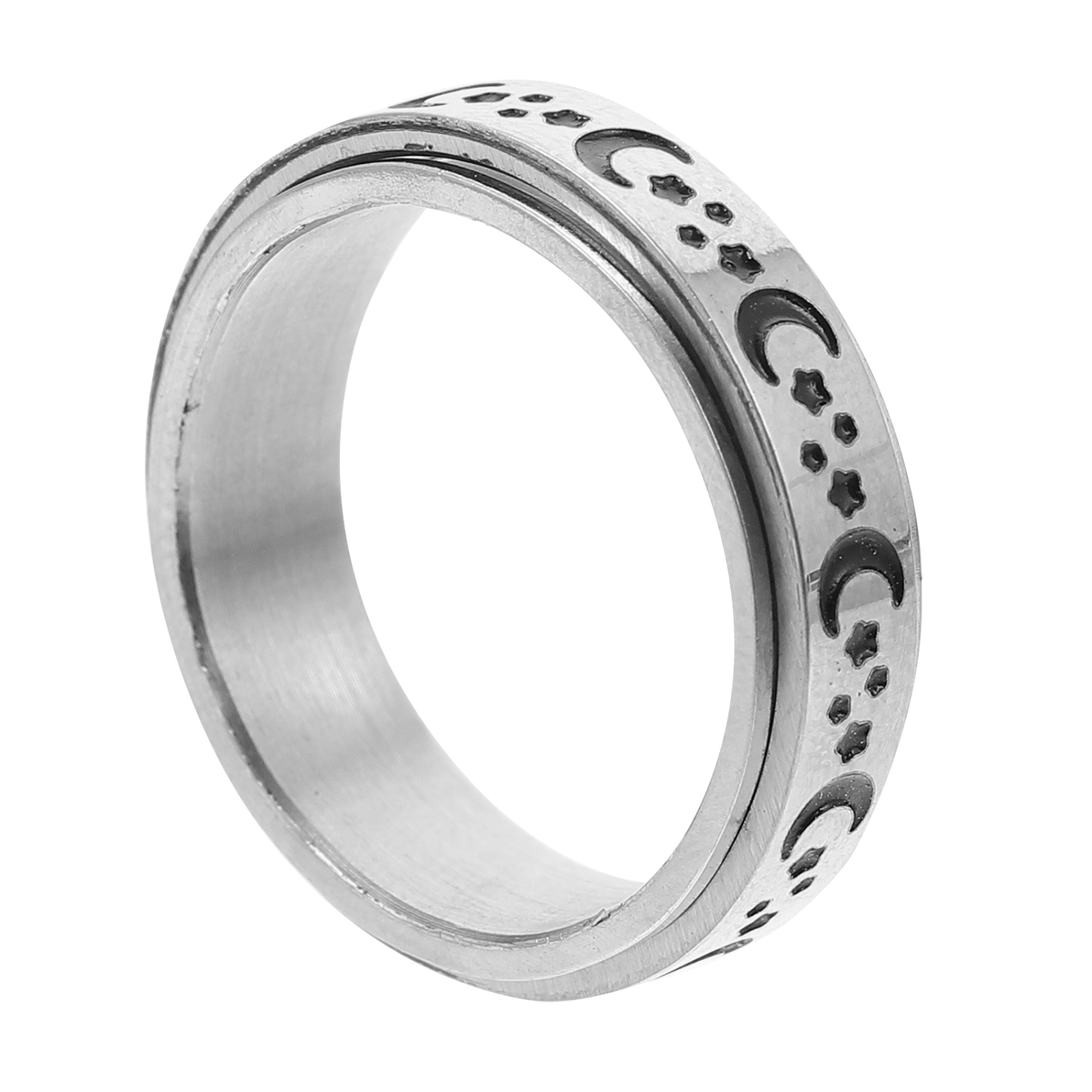 1pc Decor Ring Stars Moon Ring Rotatable Ring Anniversary Birthday Gift Ring