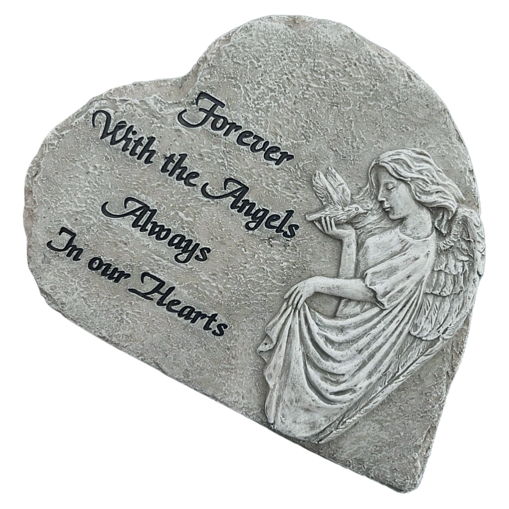 Sympathy Garden Marker Heart Shaped Monument Resin Angel Statue Decor Gravestone Monument