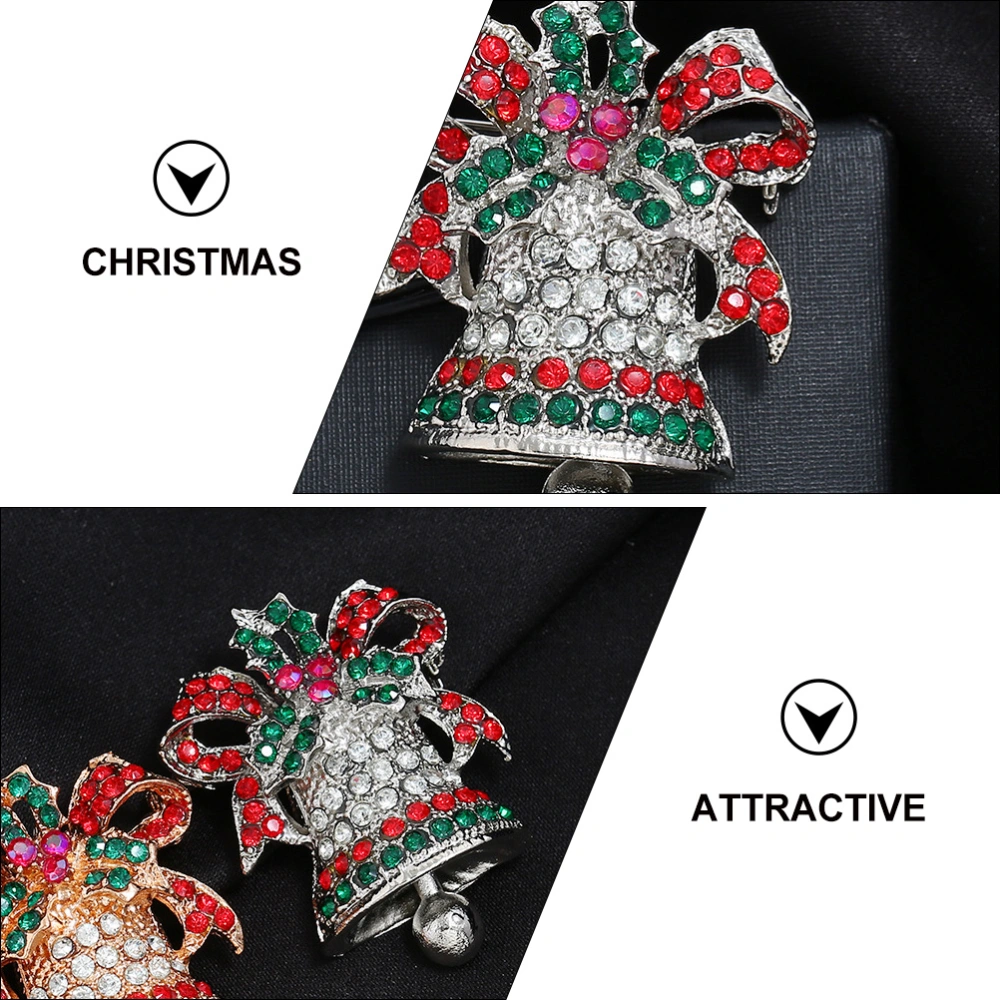 1pc Stylish Christmas Vintage Bell Shaped Brooch Corsage Beautiful Adornment