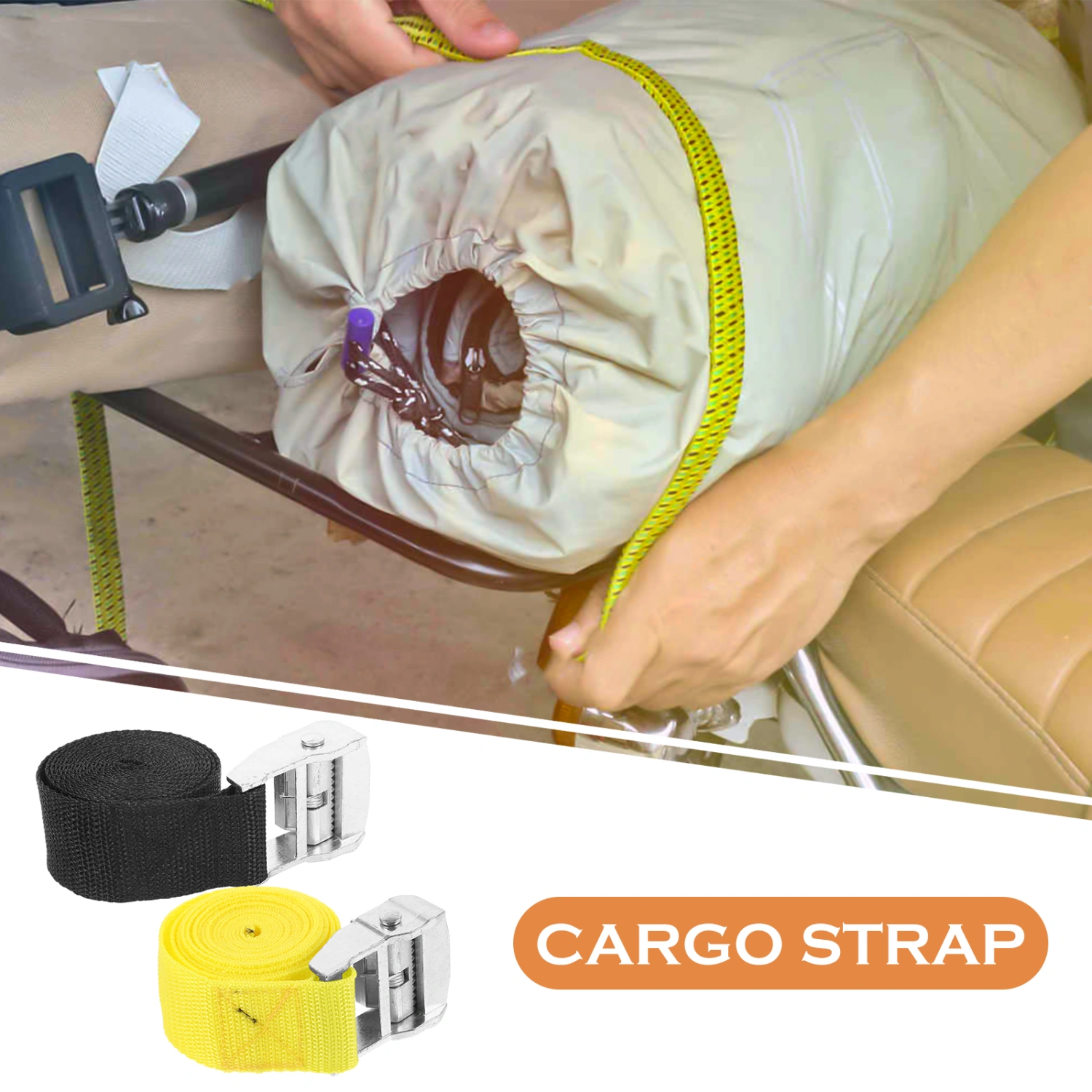 2pcs Bike Luggage Polyester Strap Cycling Fixed Rope Outdoor Adjustable Polyester Cord