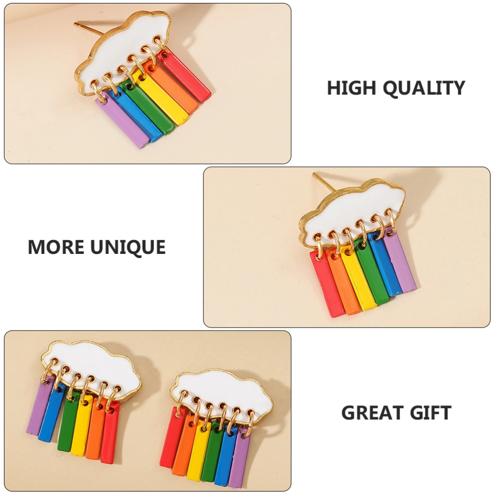 1 Pair Adorable Cloud Raindrops Shape Ear Drop Colorful Fashion Earring Pendant