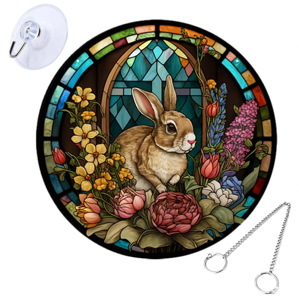 Easter Acrylic Stained Hanging Ornament Rabbit Flower Window Hanging Decoration