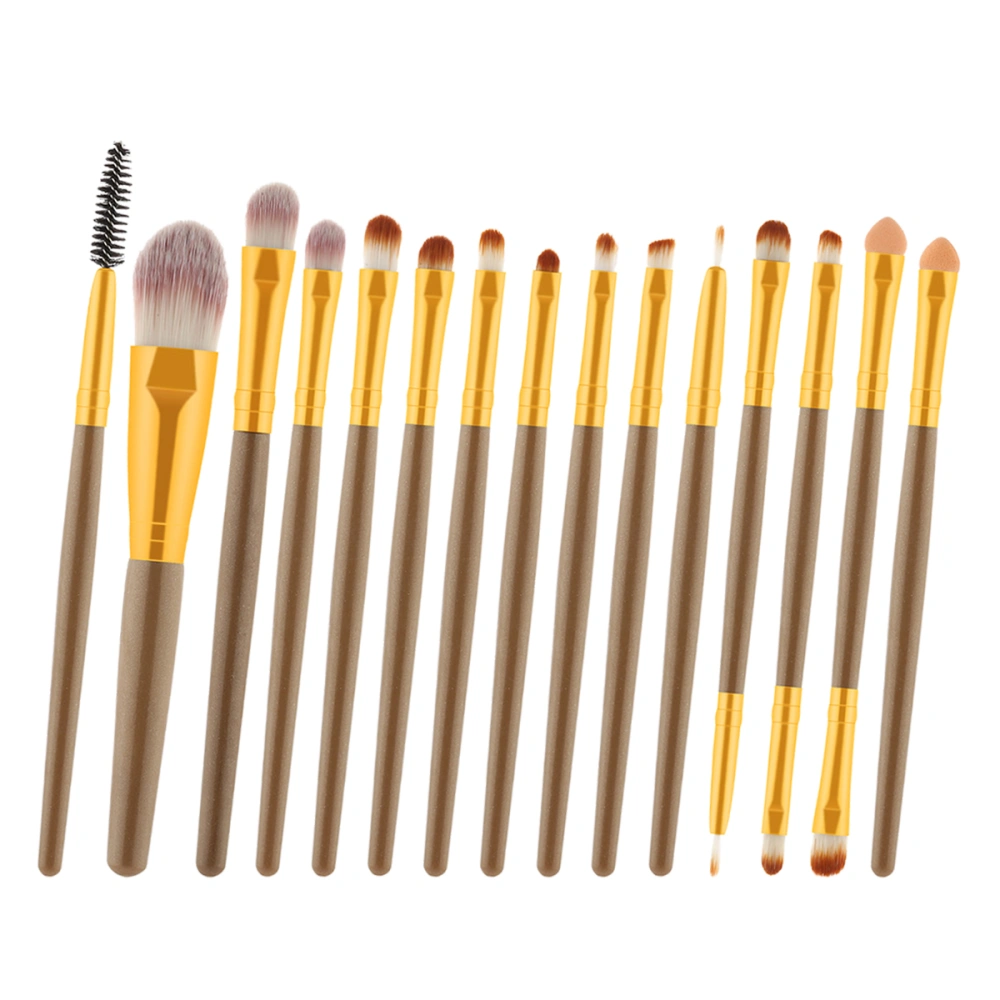 15pcs Makeup Brushes Kit Wooden Handle Pink White Nylon Bristles Cosmetics Powder Blush Brush (TM-185) (Brown Handle)