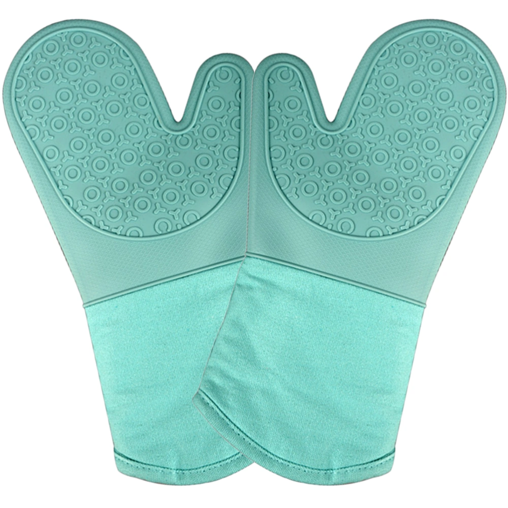 1 Pair Oven Gloves High Temperature Resistant Baking Gloves Anti-slip Kitchen Mittens