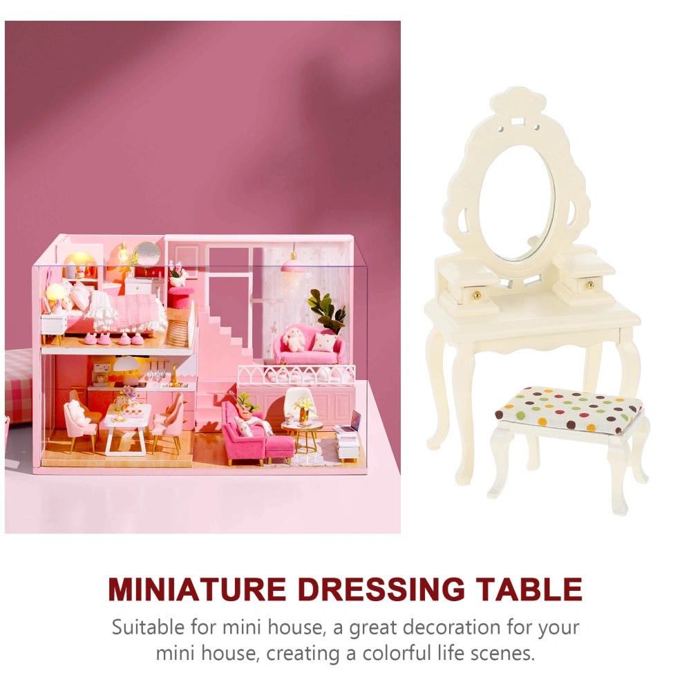 1 Set Miniature Dressing Table Dressing Table Toy Mini Stool Miniature Dresser Model