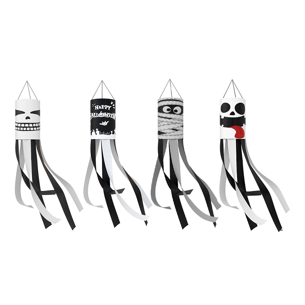 4 Pcs Halloween Windsocks Festival Hanging Decorations Outdoor Windsock Ornament