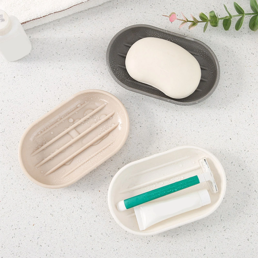 Practical Creative Oval Soap Dishes Soap Box with PP Material Bathroom Plastic Soap Holder (White)