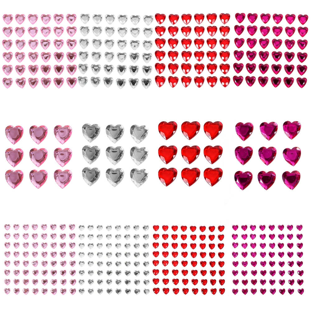 12 Sheets Heart Gems Face Gem Stickers Acrylic Rhinestone Gems Face Nail Stickers