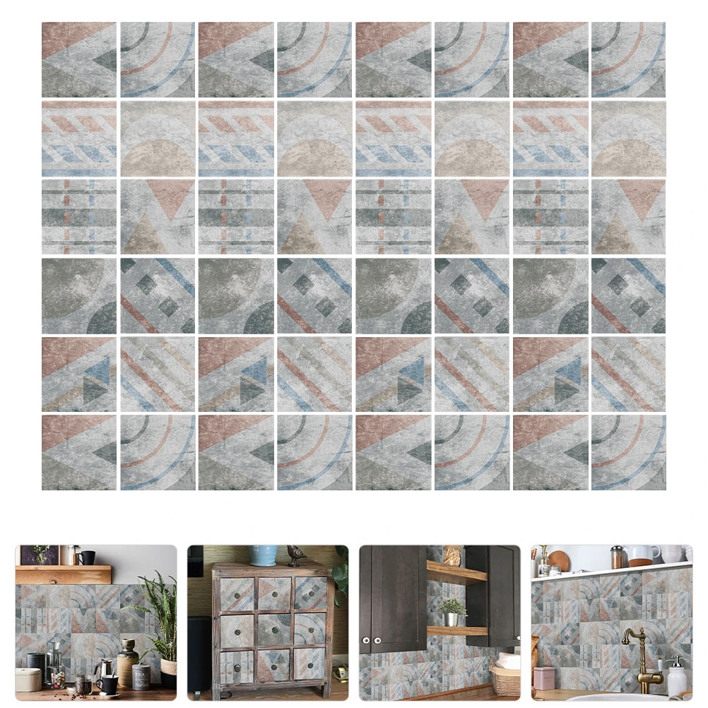 48pcs Vintage Style Tile Stickers Tile Decals Kitchen Peel and Stick Wall Tile Stickers Wall Stickers