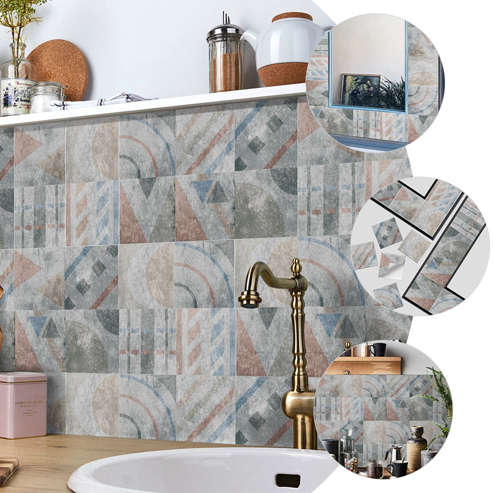 48pcs Vintage Style Tile Stickers Tile Decals Kitchen Peel and Stick Wall Tile Stickers Wall Stickers