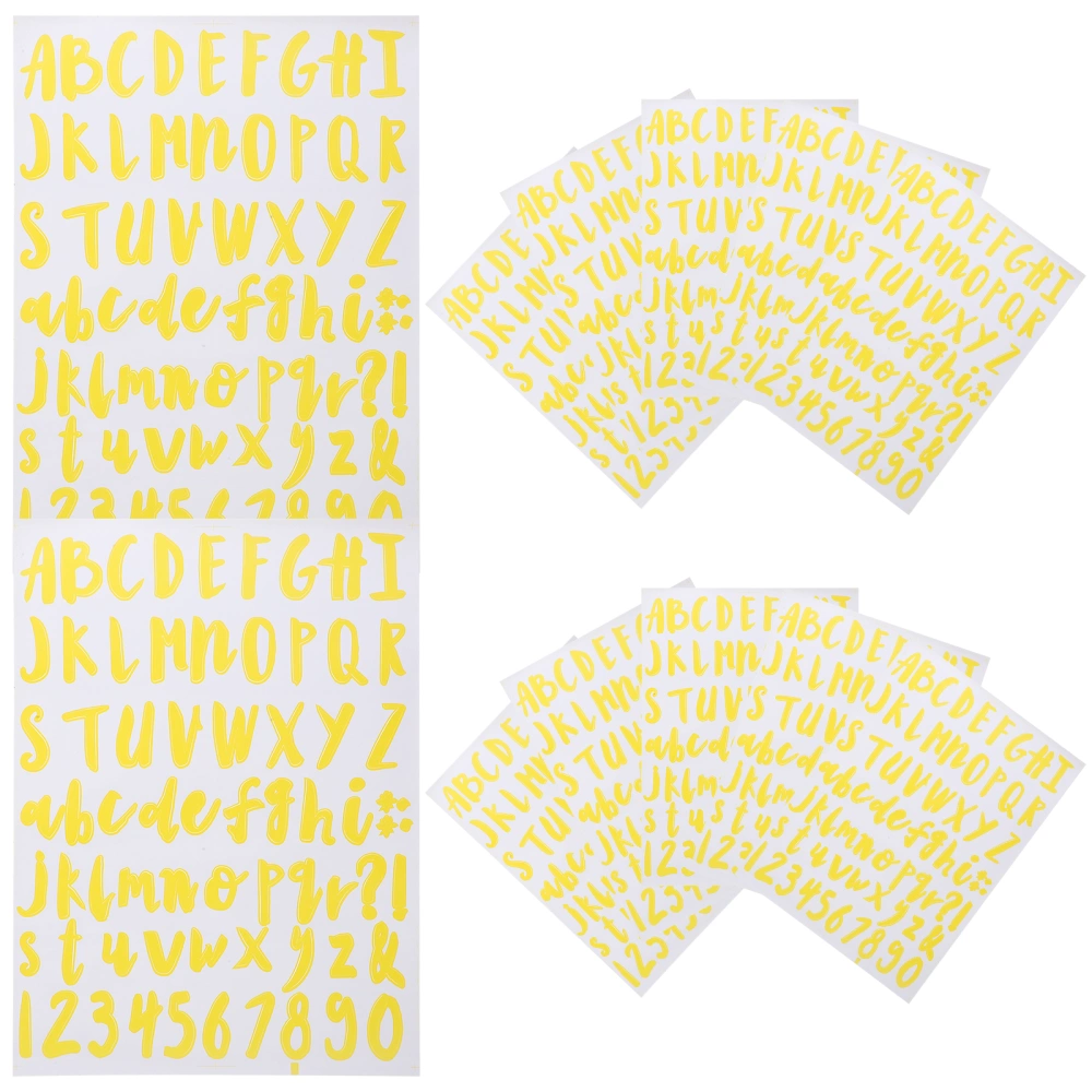 12 Sheets of Alphabet Stickers Letter Number Stickers Adhesive Stickers PVC Number Letters