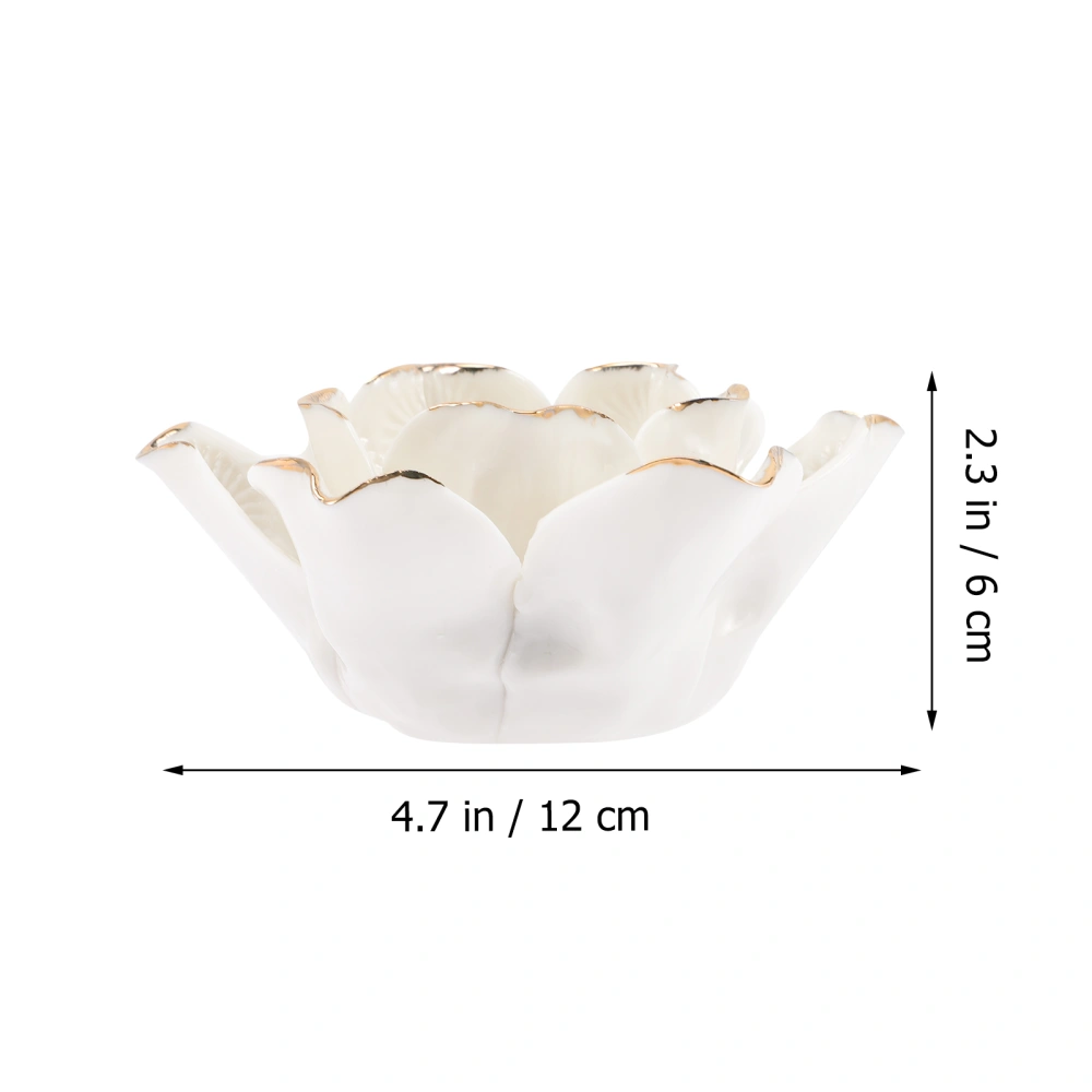 Flower Shaped Candle Holder Ceramic Candle Stand Decorative Candlestick Holder