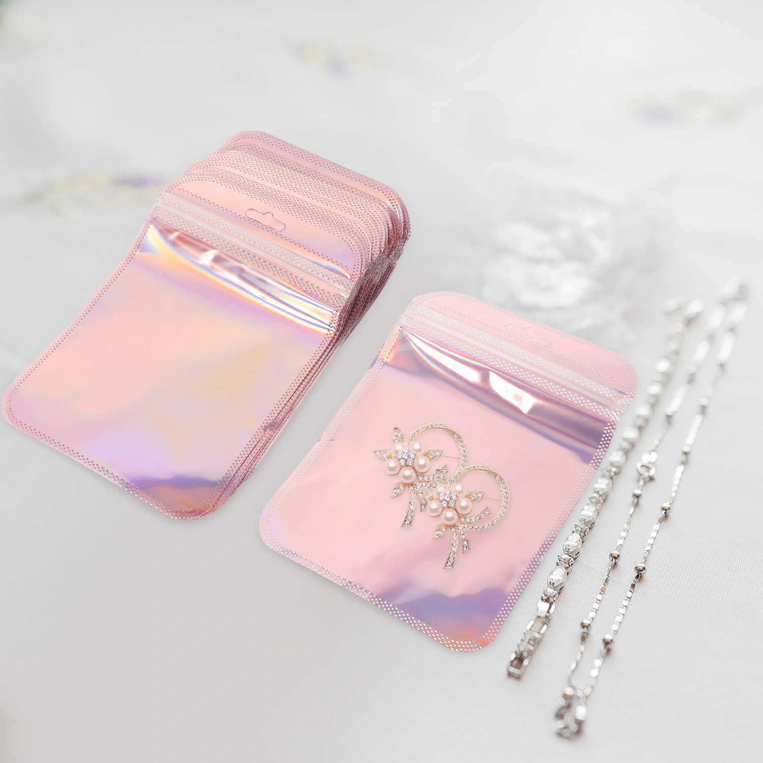 50pcs Transparent Sealing Bag Jewelry Storage Bag Visible Jewelry Bags Small Rings Bags