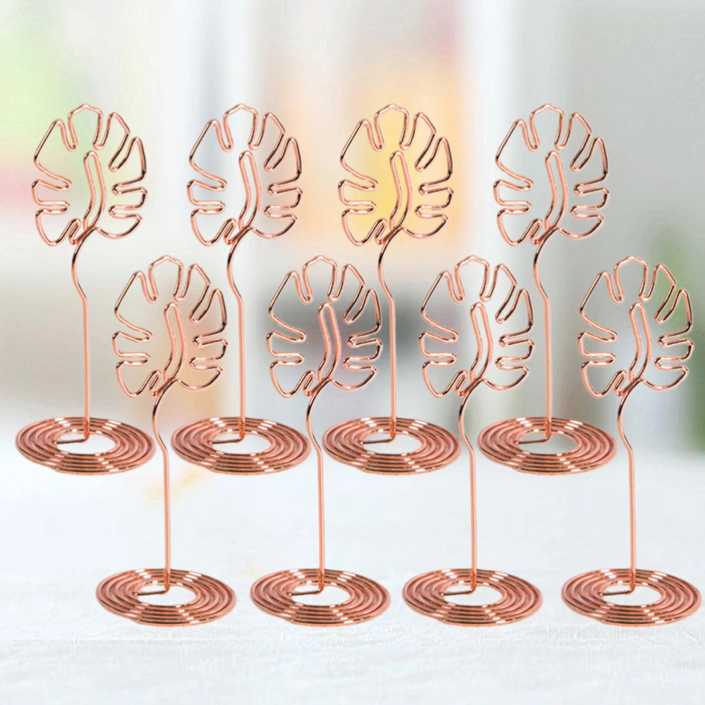 8Pcs Fashion Metal Electroplating Monstera Holder Desktop Decoration Gift Scratch Signature(Rosy Golden)