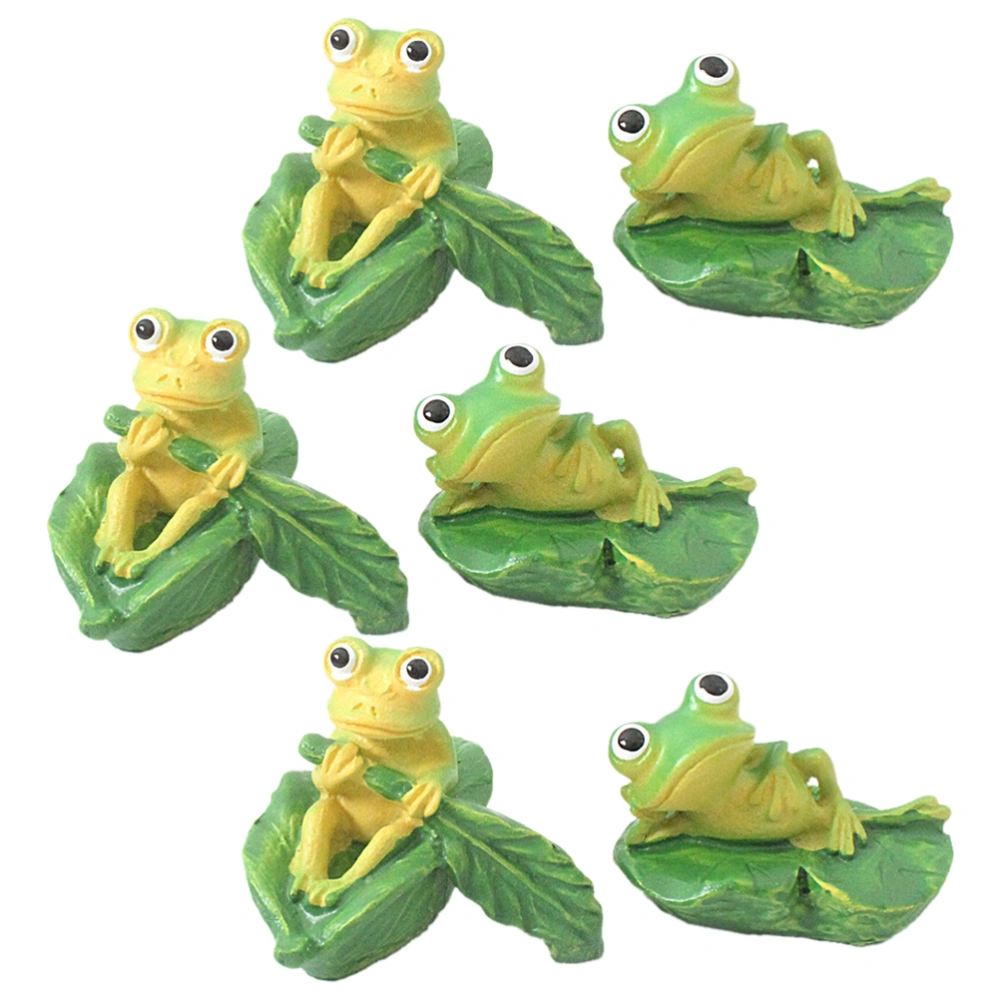 6pcs Frog Statue Desktop Decor Resin Frog Garden Decorative Frog Ornament Garden Statue