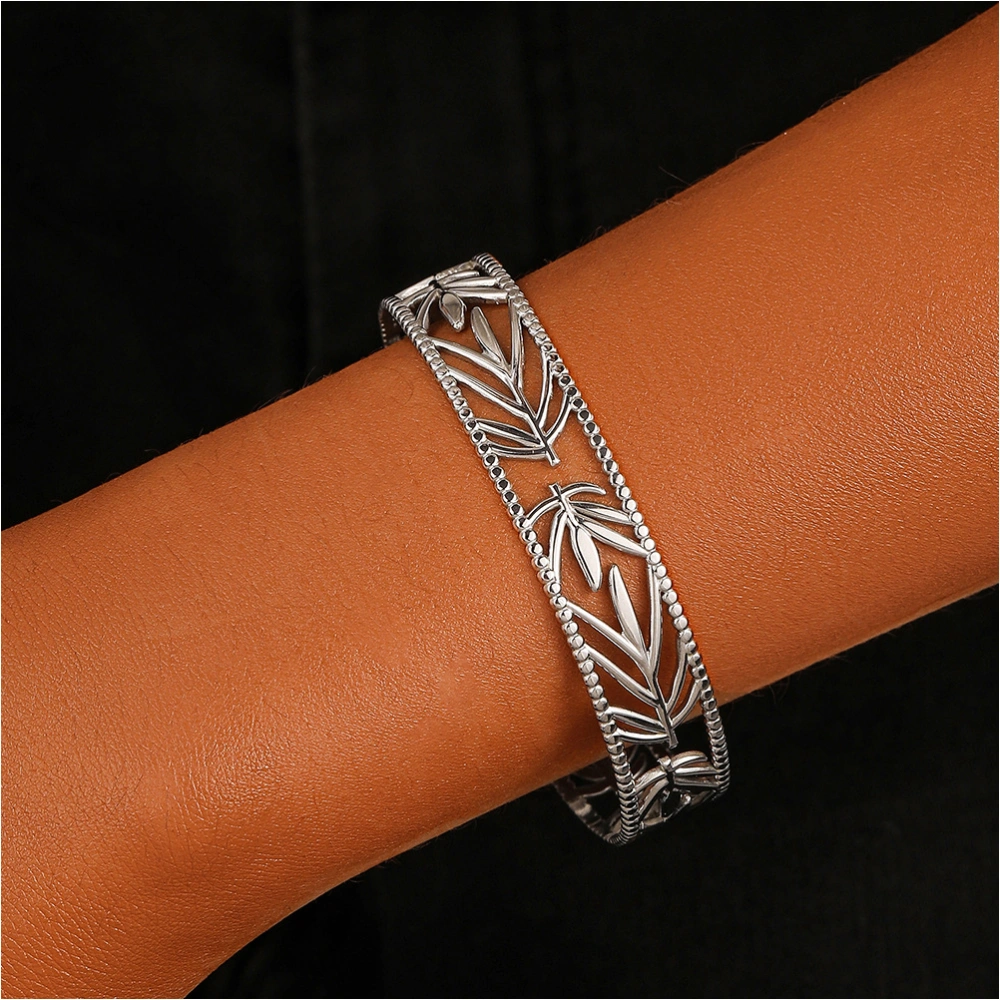 Hollow Leaves Bangle Cuff Bangle Bracelet Opening Bangle Wrist Jewelry for Women