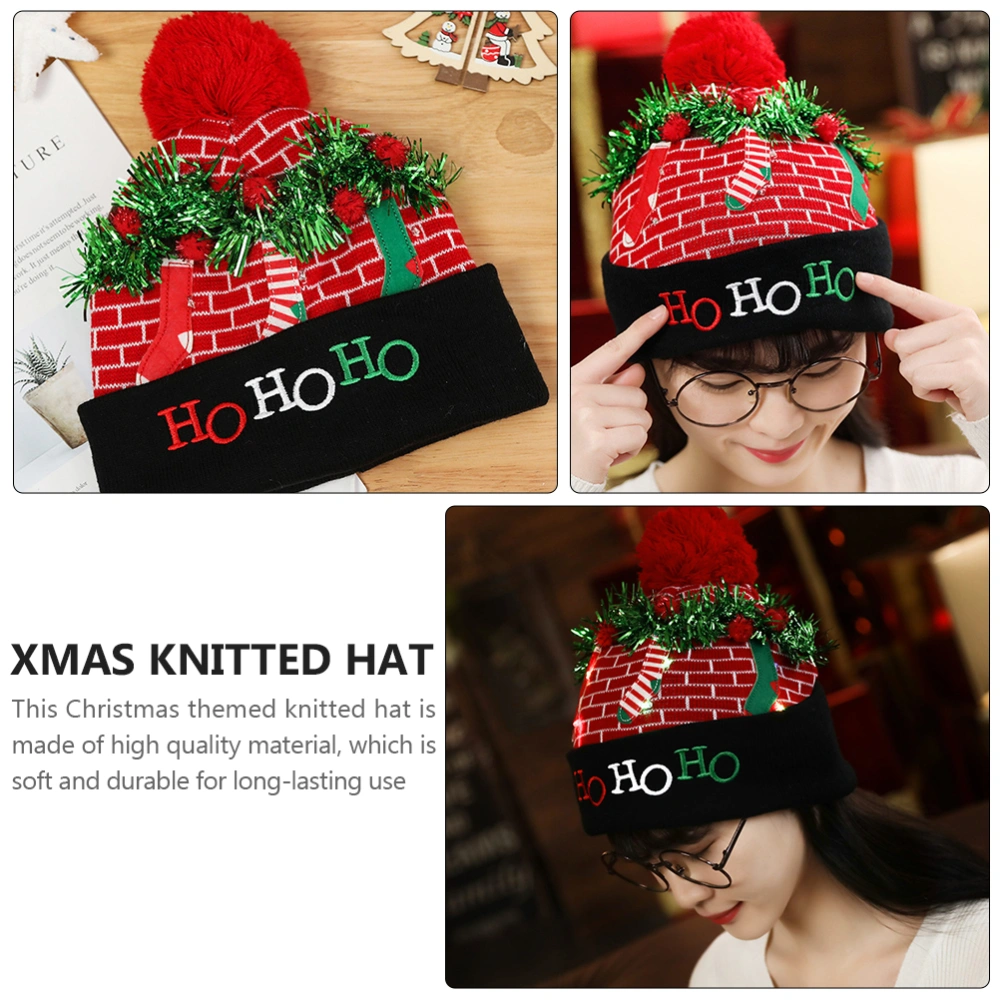 1pc Christmas Themed Hat Christmas Knitted Hat Festival Pattern Warm Xmas